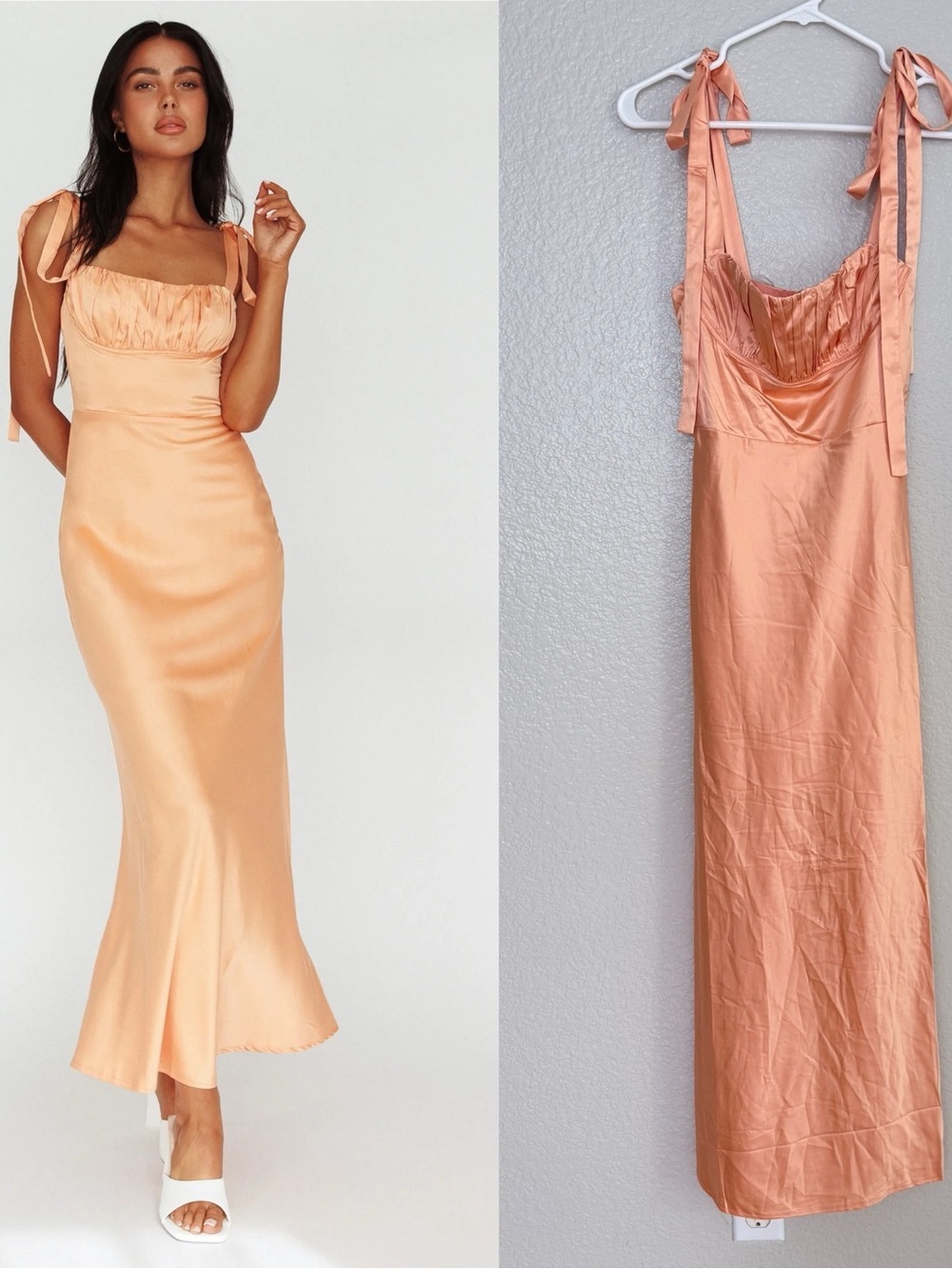 Selfie Leslie Pennelope Tied Shoulder Maxi Dress Orange